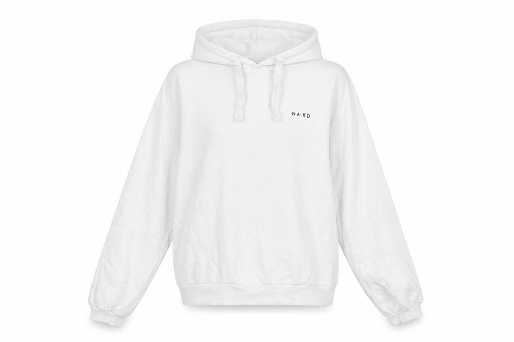 NA-KD Women's White Pullover Hoodie - Size M