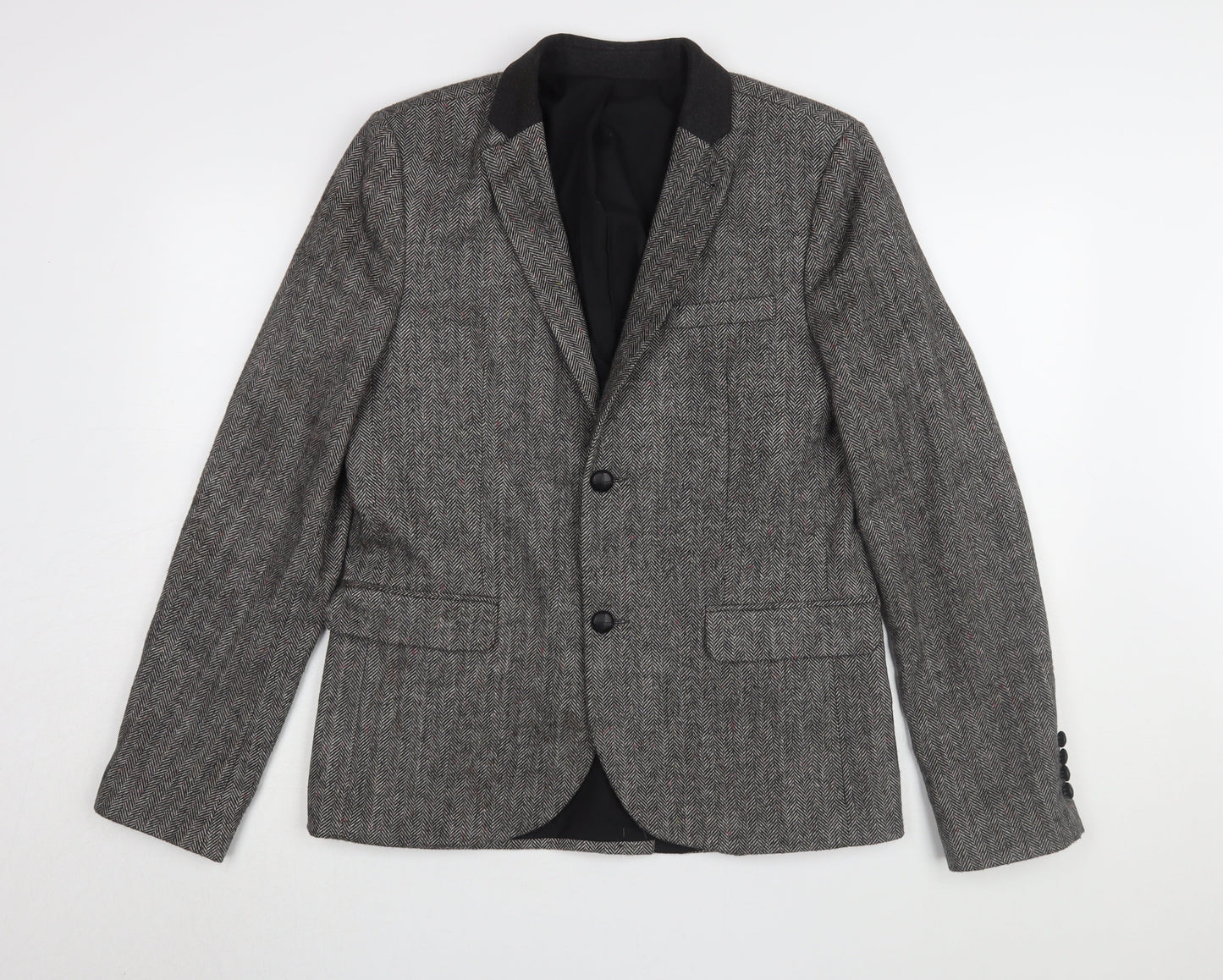 Topman Men's Grey Tweed Blazer 40R Herringbone Classic