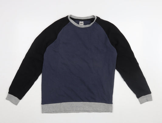 ASOS Men's Blue & Black Cotton Crew Neck Sweatshirt M