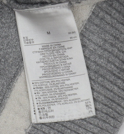 Gap Women's Grey Striped Roll Neck Pullover Jumper M