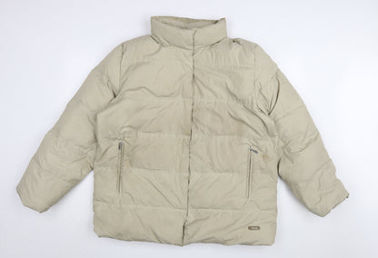Additional front view of Fila Men's Beige XL Puffer Jacket with Zipped Pockets