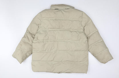 Back view of Fila Men's Beige XL Puffer Jacket with Zipped Pockets