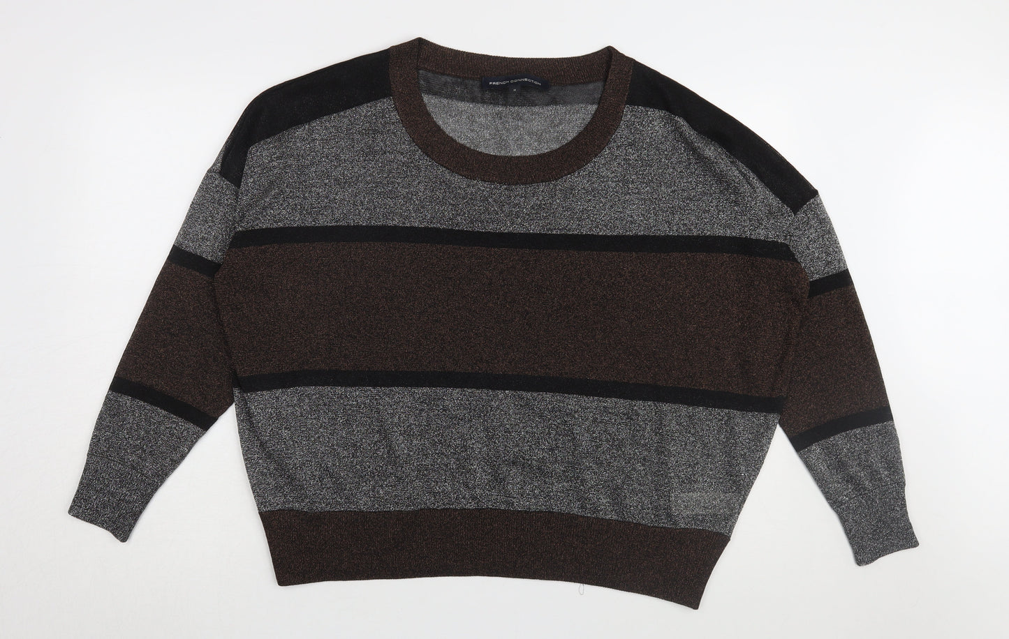 French Connection Women's Brown M Striped Pullover Jumper