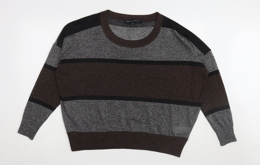 French Connection Women's Brown M Striped Pullover Jumper