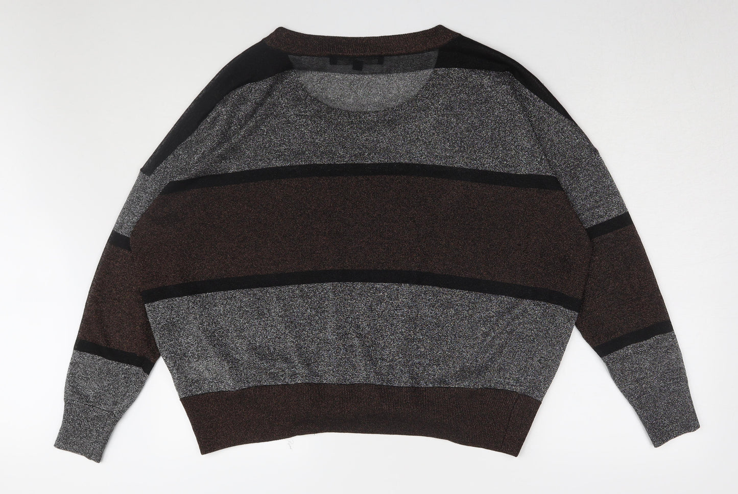 French Connection Women's Brown M Striped Pullover Jumper