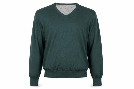 Massimo Dutti Womens Green V-Neck Pullover Jumper