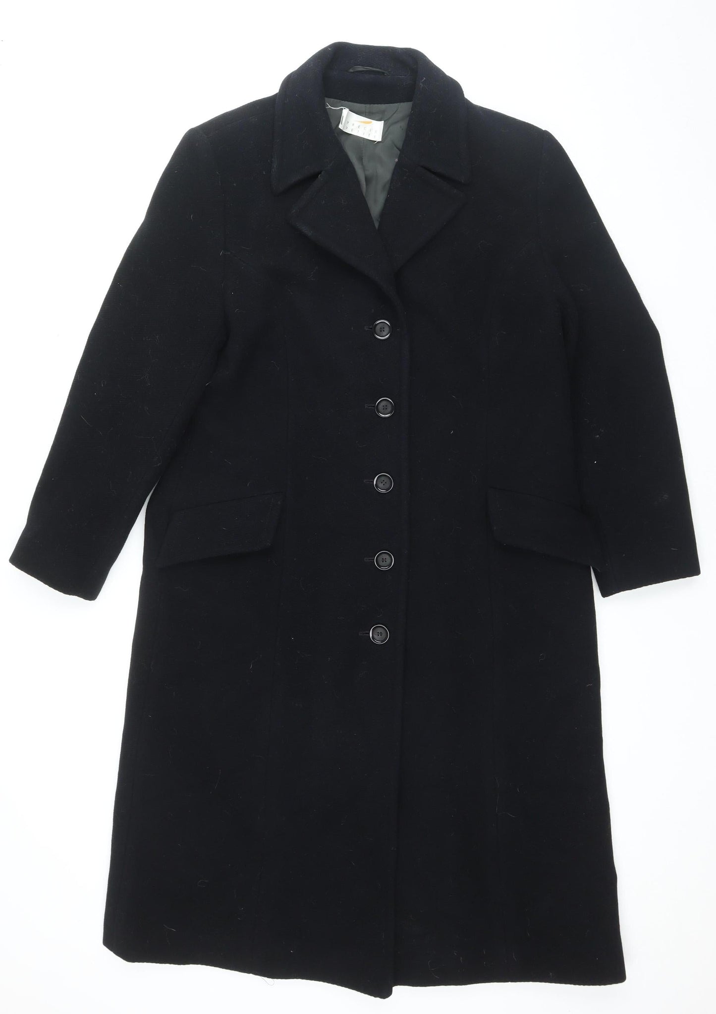 Precis Petite Black Wool Cashmere Overcoat Size 14