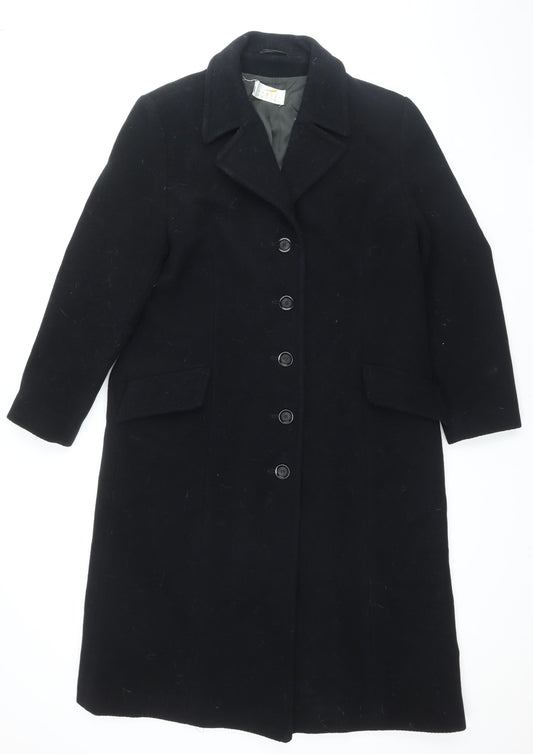 Precis Petite Black Wool Cashmere Overcoat Size 14