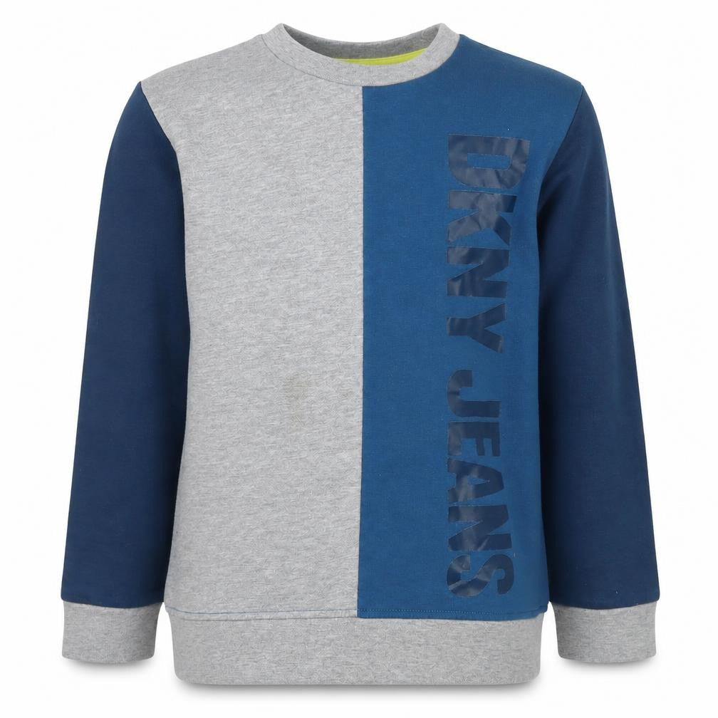 DKNY Jeans Boys Blue Grey Pullover Sweatshirt, Size 8 Years
