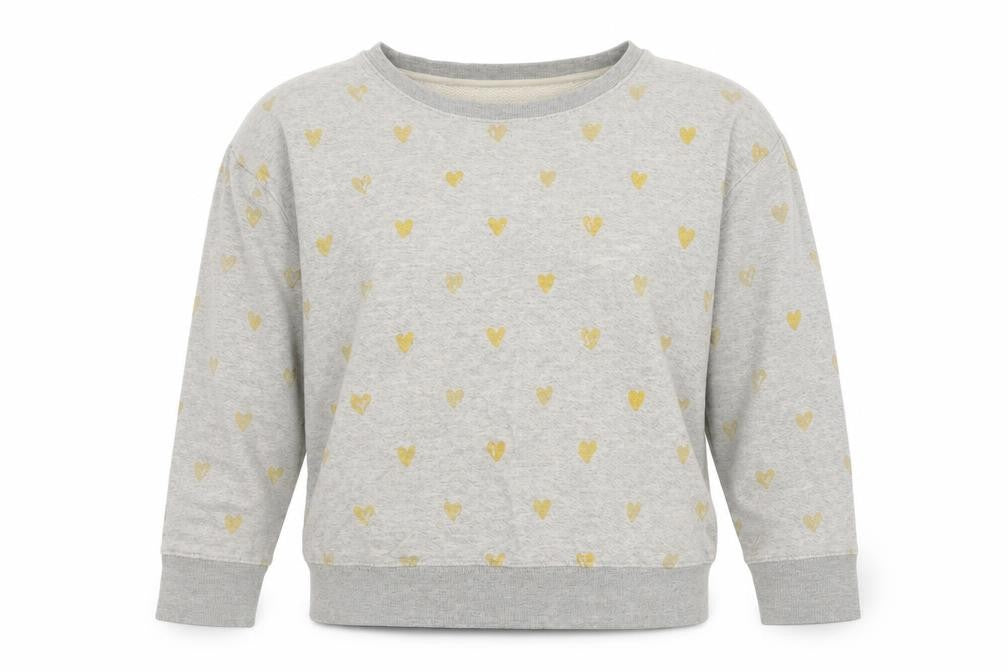J.Crew Women's Grey Crew Neck Sweatshirt, Heart Print, Size S