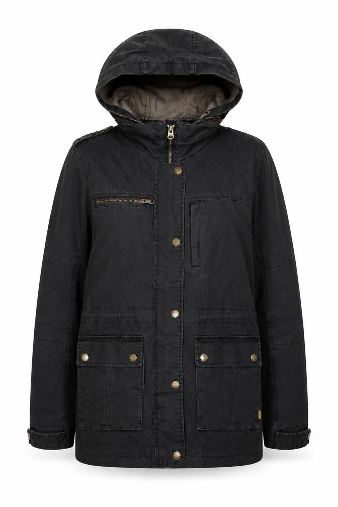 FatFace Women's Black Parka Jacket - Size 10, Hooded