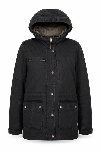 FatFace Women's Black Parka Jacket - Size 10, Hooded