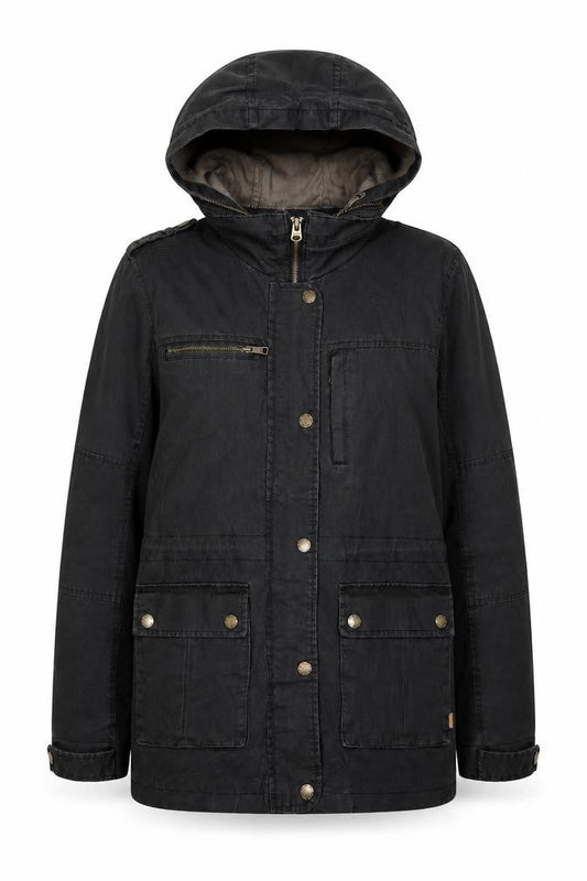 FatFace Women's Black Parka Jacket - Size 10, Hooded