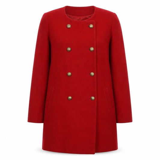 Mango Women’s Red Pea Coat Size 10 Elegant Wool Blend
