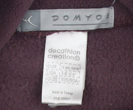 Close-up detail of Domyos girls’ brown high neck sweatshirt 14 years
