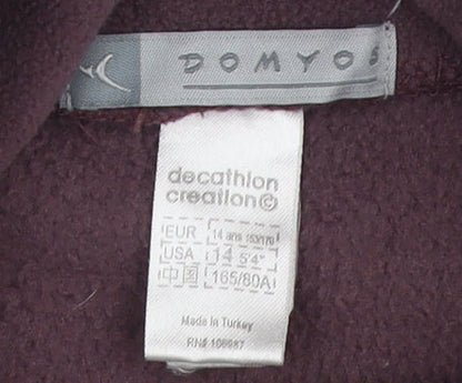 Close-up detail of Domyos girls’ brown high neck sweatshirt 14 years