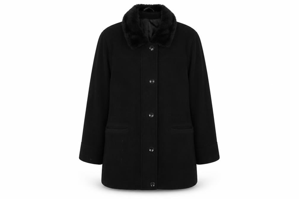 Richards Women's Black Wool Overcoat M, Winter Classic