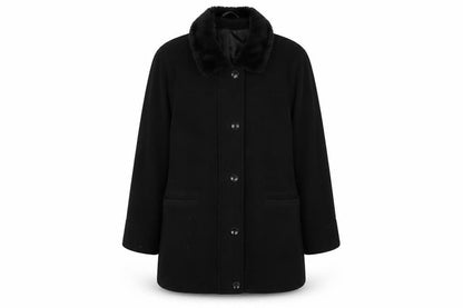 Richards Women's Black Wool Overcoat M, Winter Classic