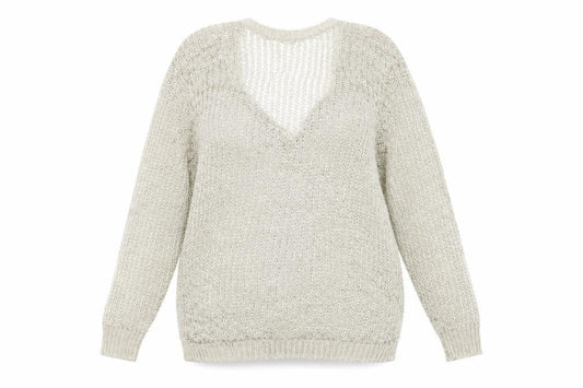 Zara Women's Beige V-Neck Pullover Jumper M