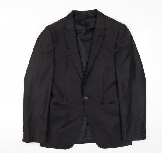 Milan Collection Men's Black Blazer 36S Regular Fit