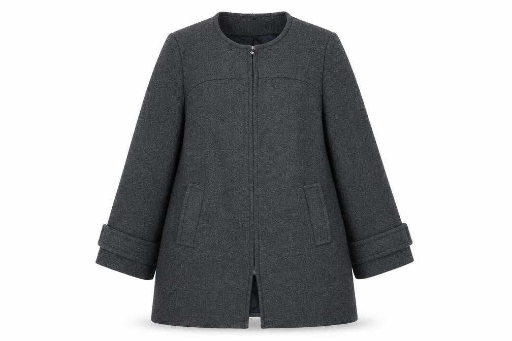 Zara Women's Grey Wool Overcoat Size 14 - Chic Winter Style