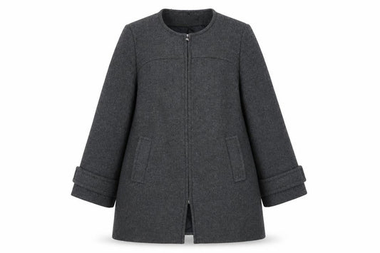 Zara Women's Grey Wool Overcoat Size 14 - Chic Winter Style