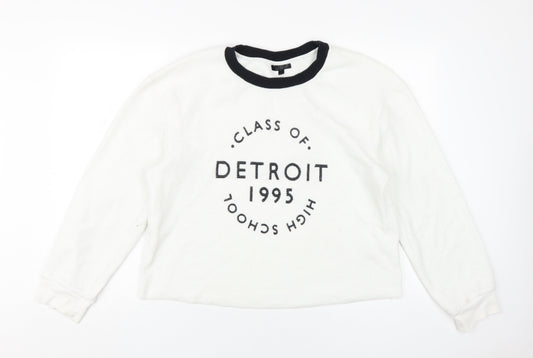 Topshop Women's White Pullover Graphic Sweatshirt UK 12