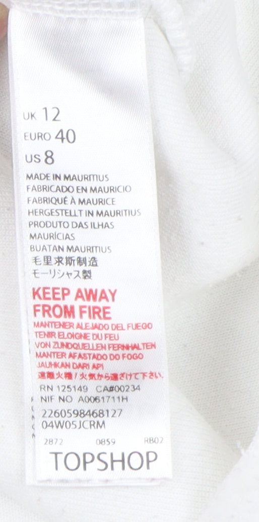 Topshop Women's White Pullover Graphic Sweatshirt UK 12