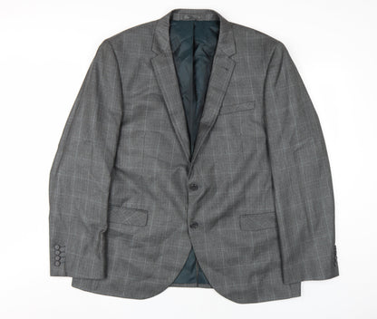 Next Men's Grey Check Blazer, Size 46R SP, Regular Fit