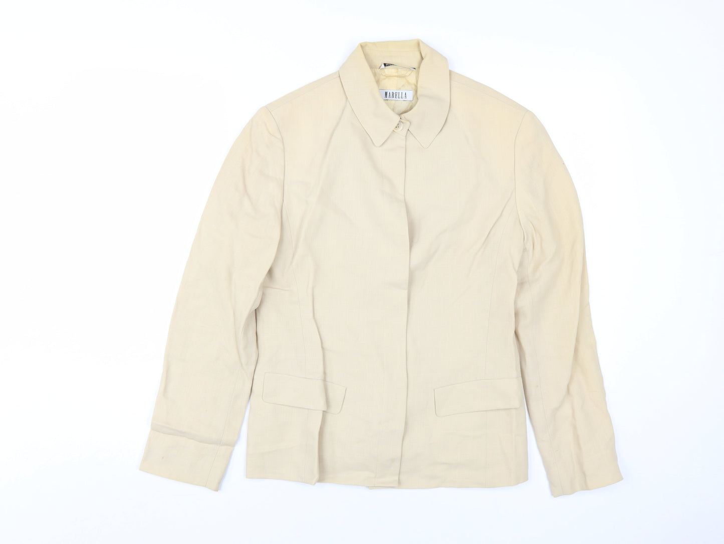 Marella Women Beige Blazer Wool Size 8 Business