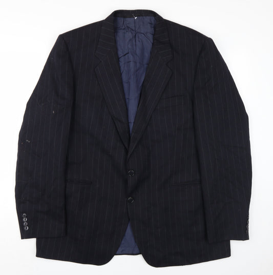 Mr Harry Men's Black 46R Regular Fit Striped Blazer