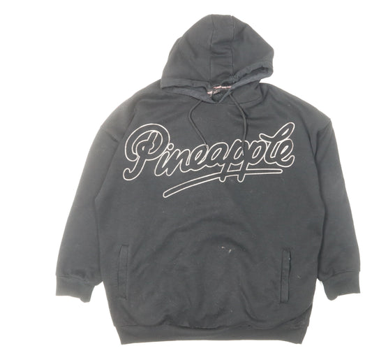 Pineapple Black Hoodie for Women, M, Polyester Blend