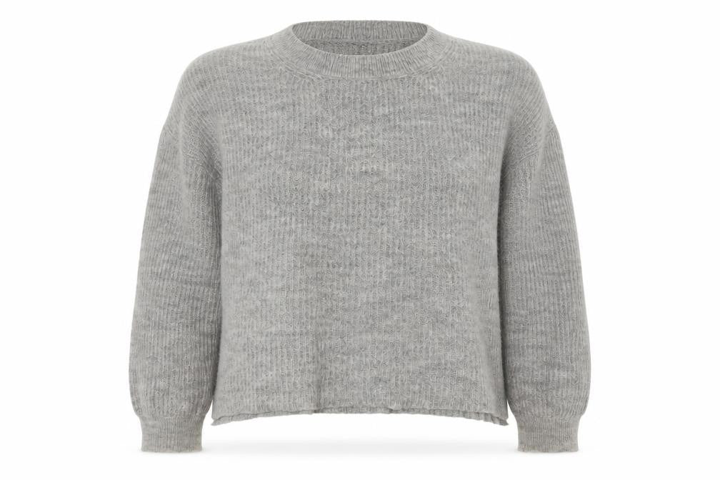 Women's Grey Chunky-Knit Pullover Jumper - S