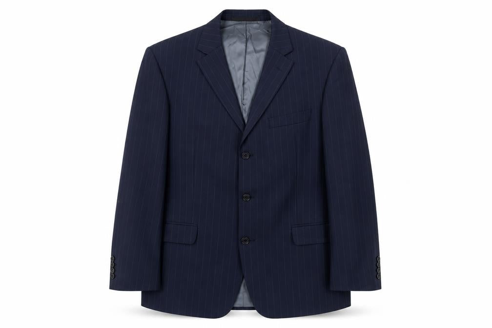 Marks & Spencer Men's Blue Striped Blazer, Size 42R