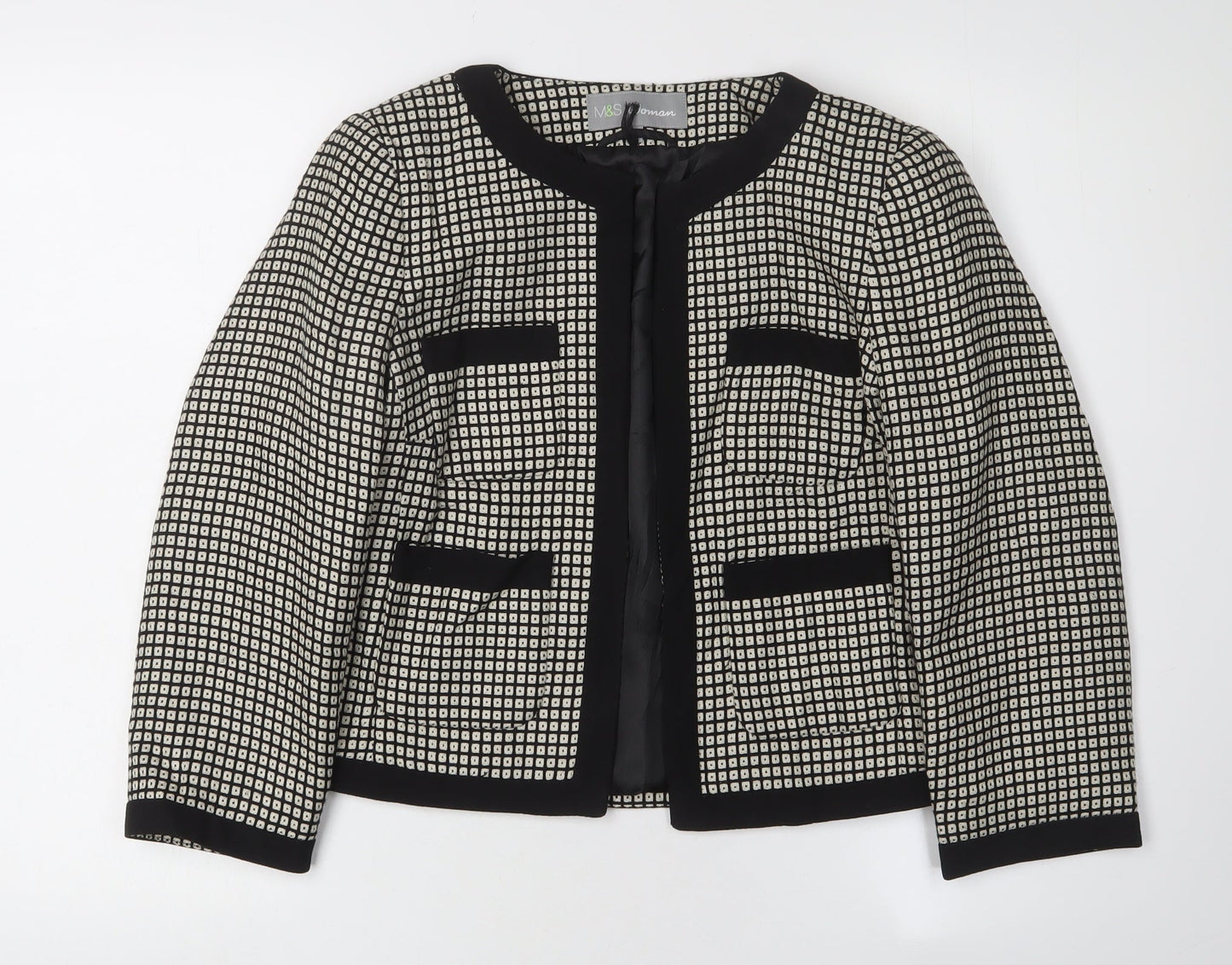 Marks and Spencer Women's Black Check Jacket Size 8