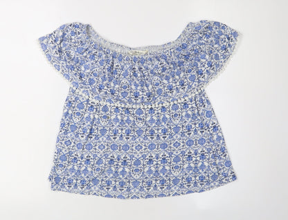Additional front view of Miss Selfridge Women's Blue Floral Blouse, size 6