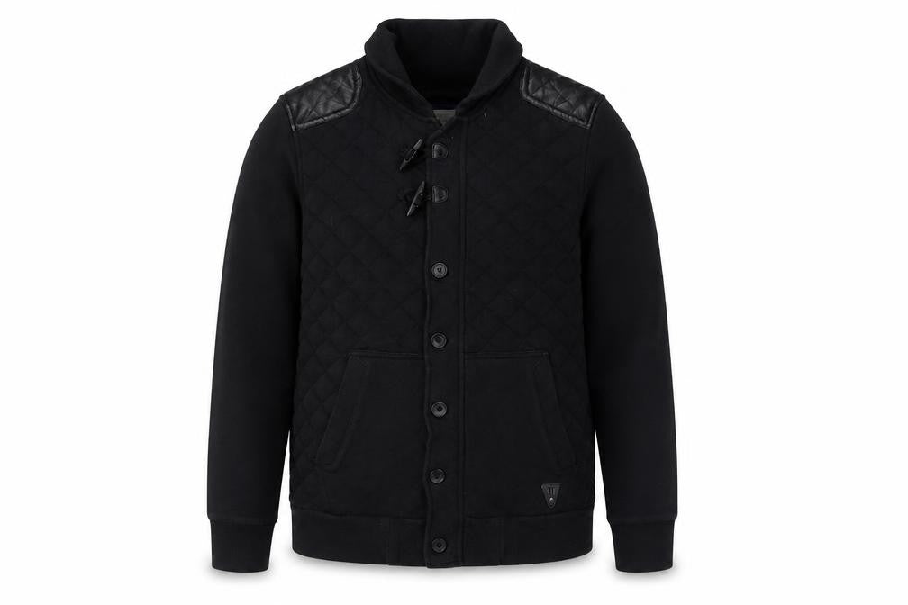 River Island Men's Black Quilted Cardigan Sweatshirt L