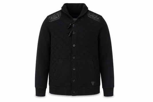 River Island Men's Black Quilted Cardigan Sweatshirt L