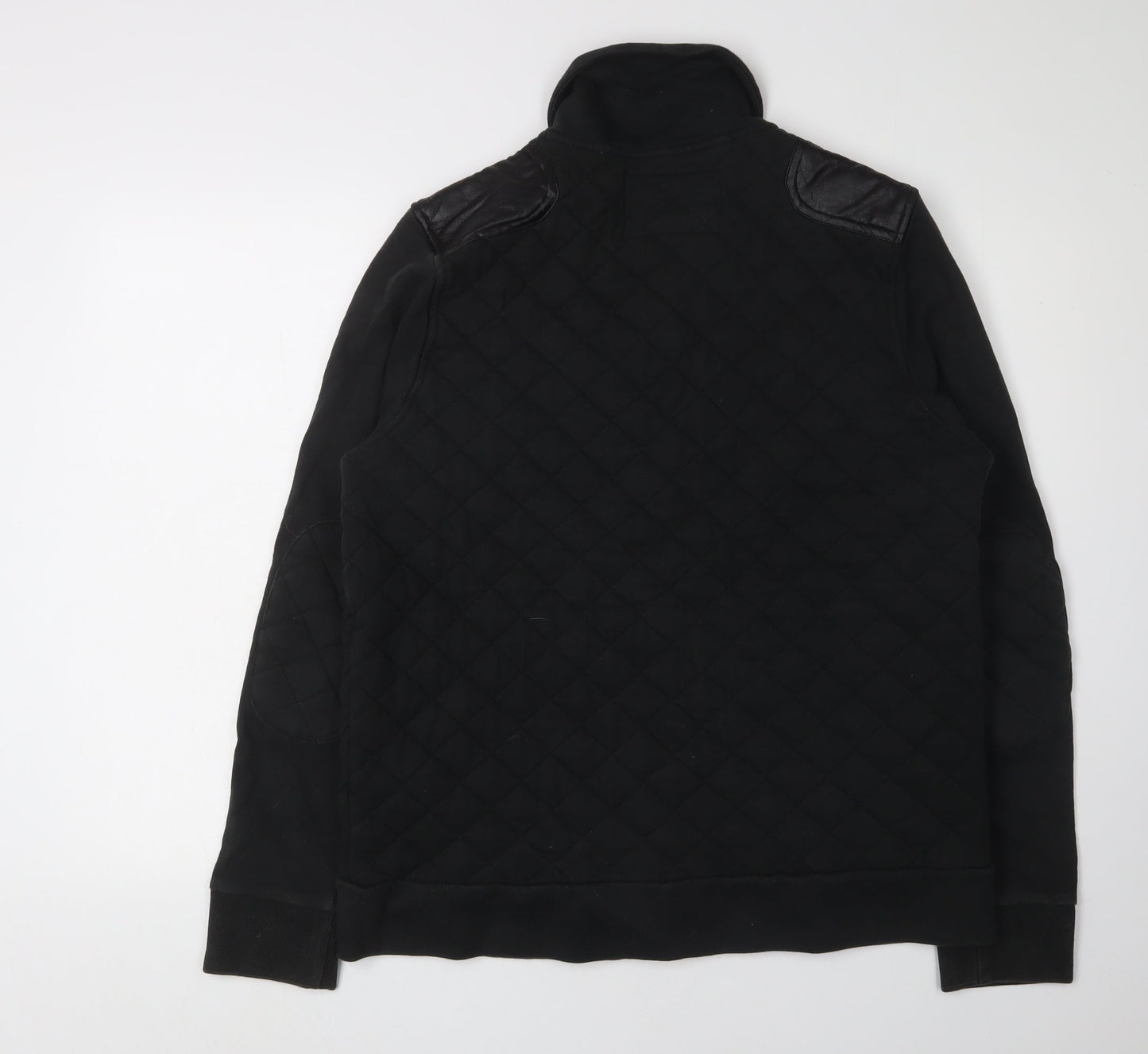 River Island Men's Black Quilted Cardigan Sweatshirt L