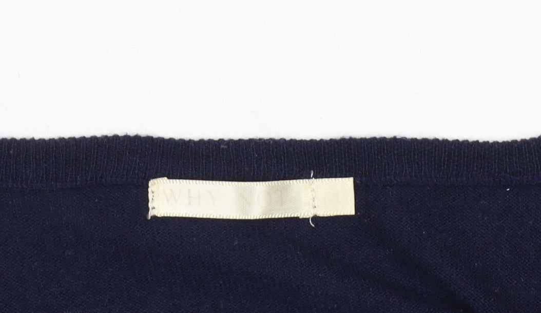 WHY NOT Women's Blue V-Neck Polka Dot Pullover Jumper Size M
