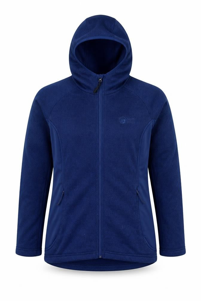 North Ridge Women's Blue Hooded Mid-Length Jacket