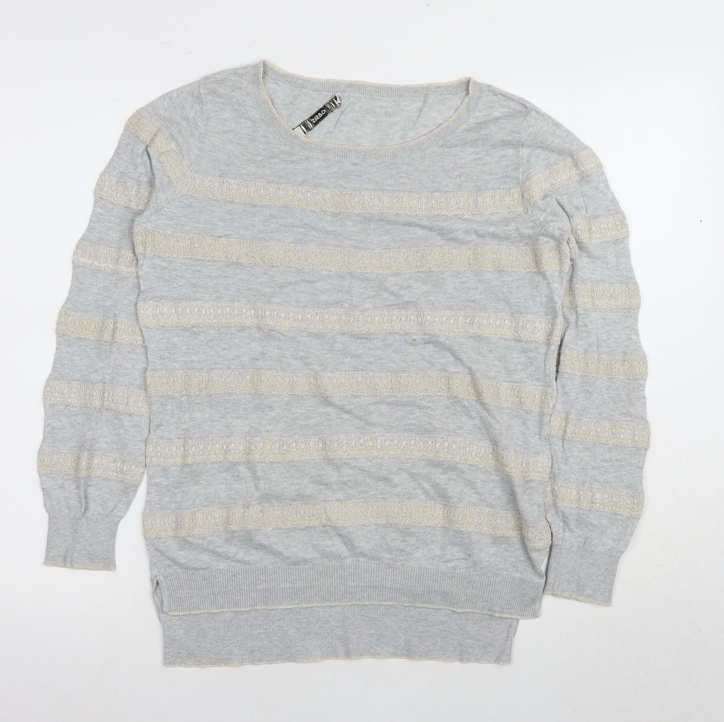 Oasis Women's Grey Stripe Pullover Jumper M
