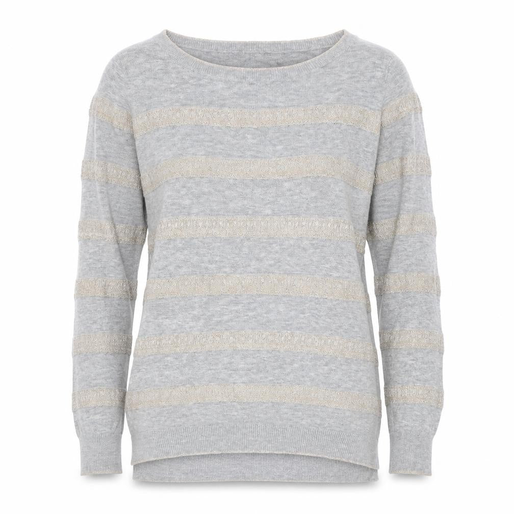 Oasis Women's Grey Stripe Pullover Jumper M
