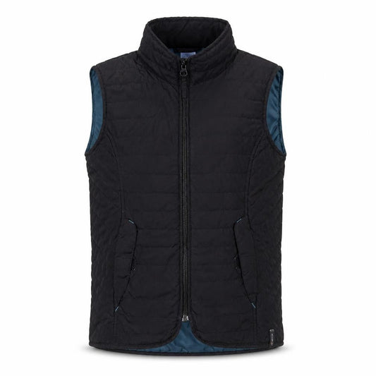 Front view of Decathlon boys’ black bodywarmer 8 years sleeveless jacket