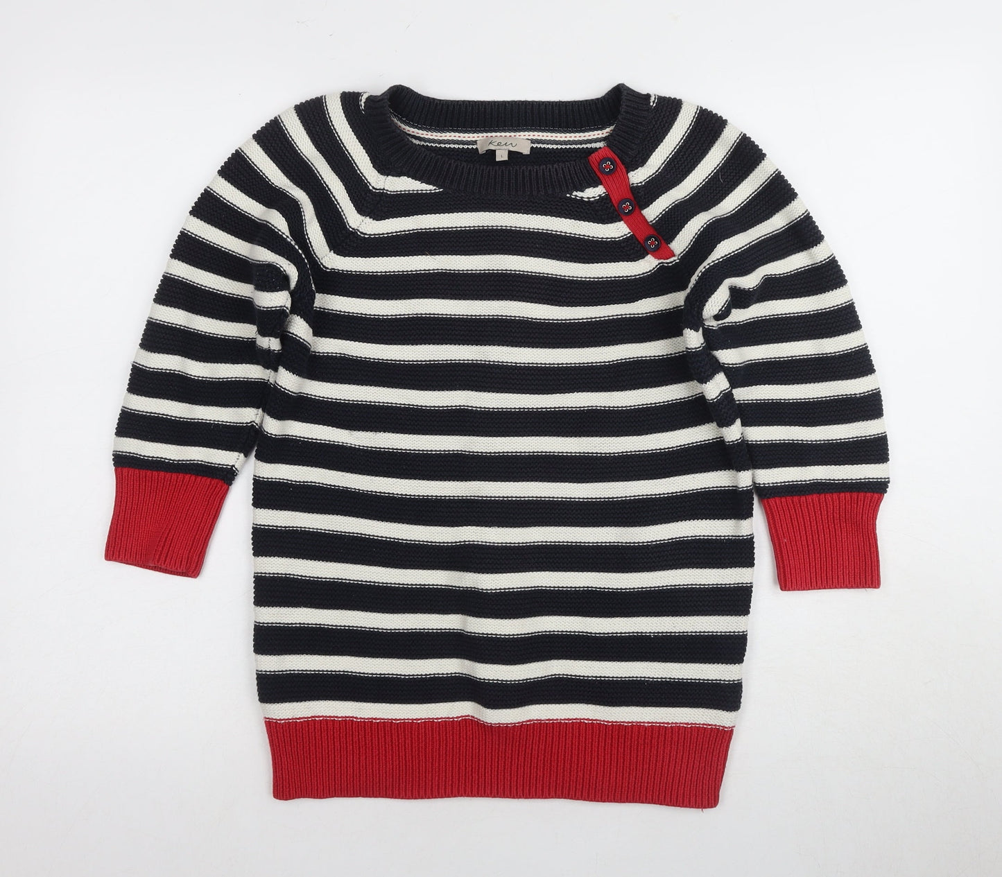 Korn Women's Black Striped Cotton Pullover L