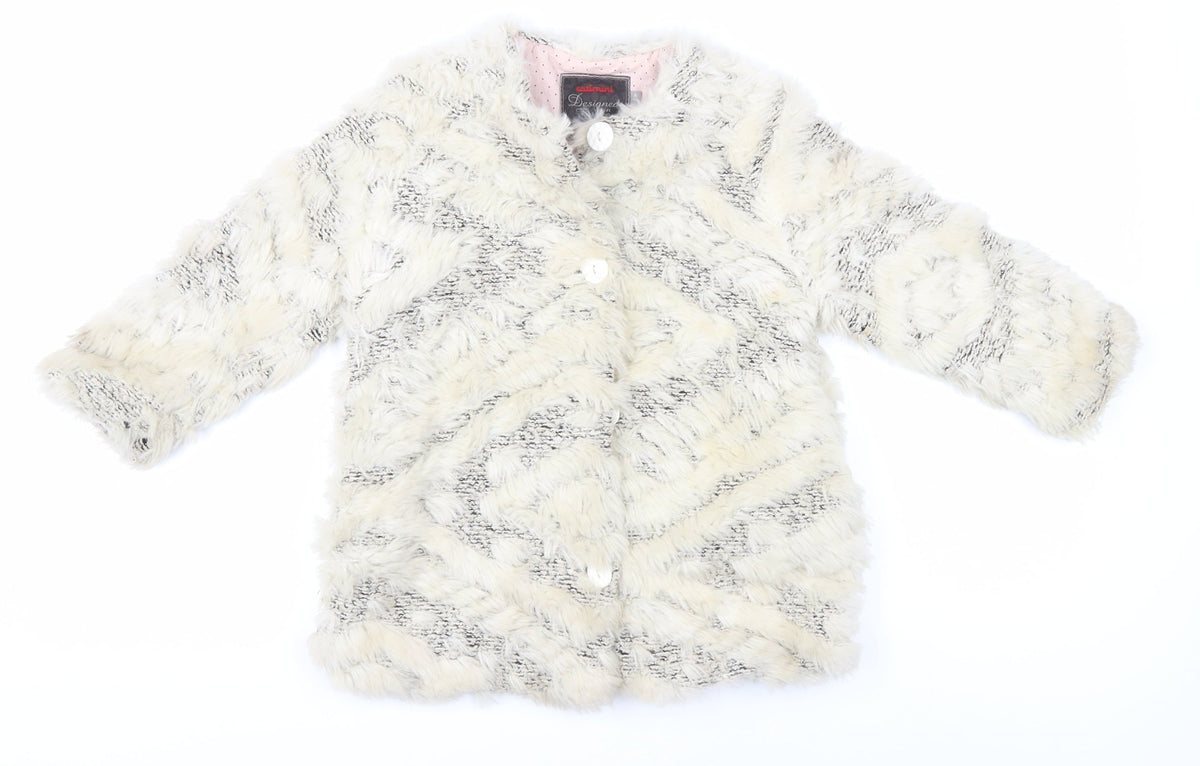 Additional front view of Catimini girls’ ivory faux fur coat, size 4, years