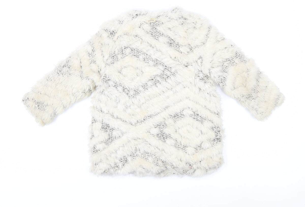 Back view of Catimini girls’ ivory faux fur coat, size 4, years