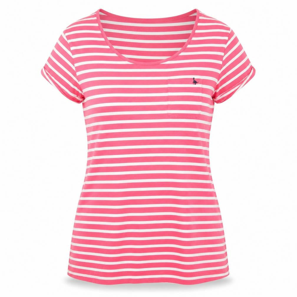 Jack Wills Women's Pink Striped T-Shirt, Size 14, Casual