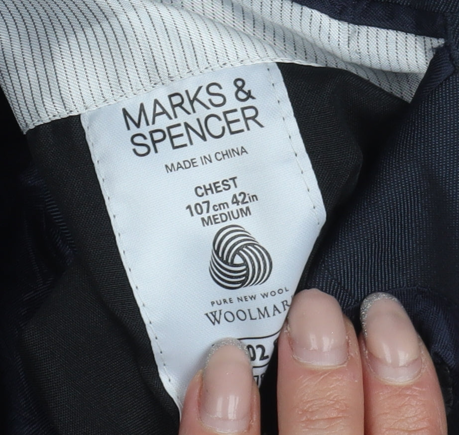 Marks and Spencer Men’s Blue Wool Blazer 42 Regular Fit