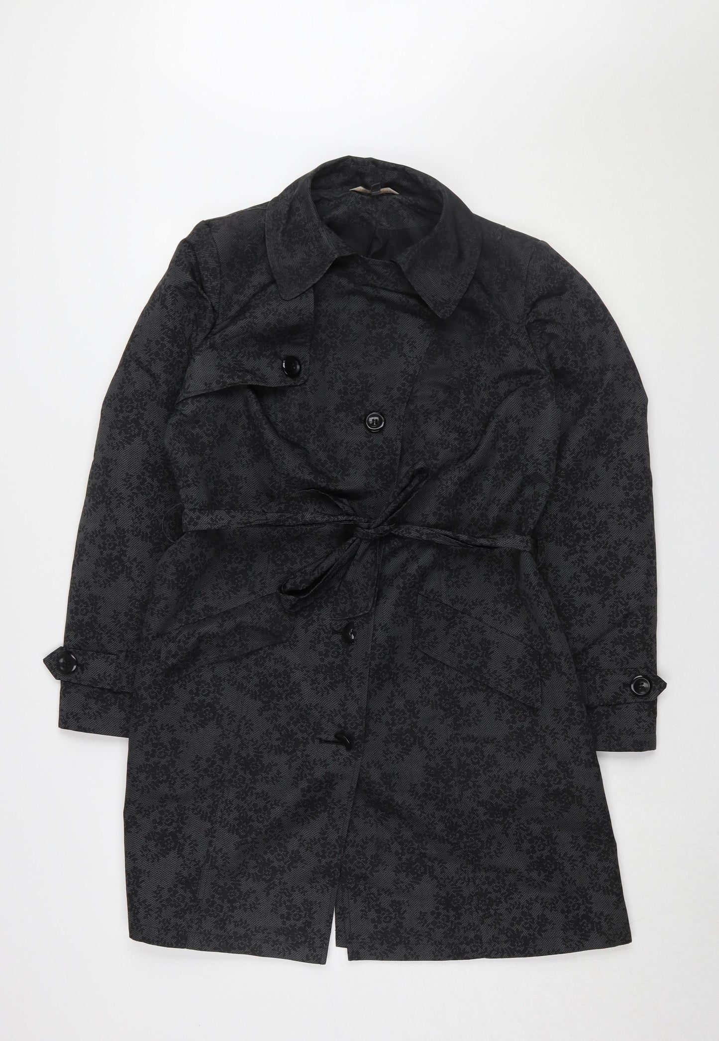 Marks & Spencer Women's Grey Floral Trench Coat Size 12